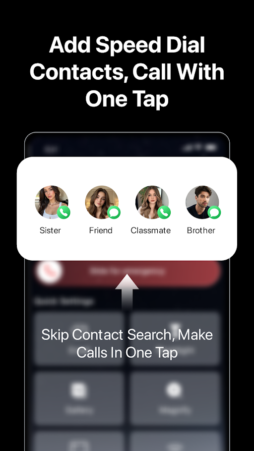 Airy Home Screen — speed dial contacts